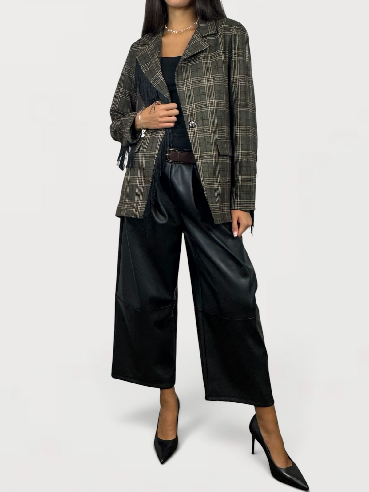 CECILE PANTALONI PENCE CON CINTURA NERO