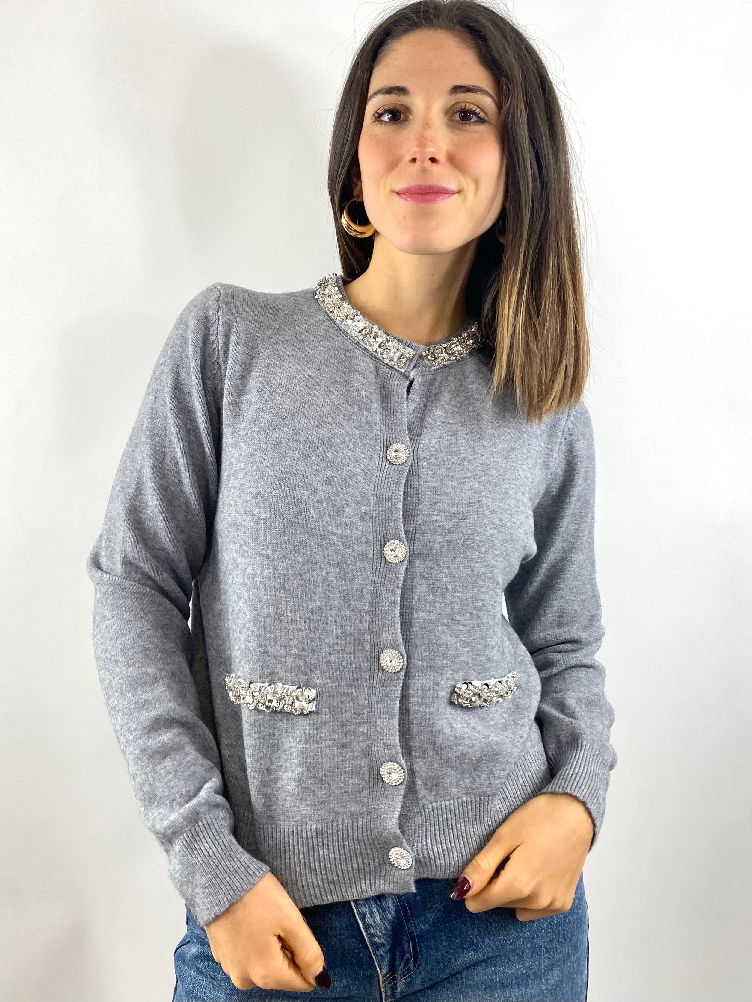 CECILE CARDIGAN GIOIELLO GRIGIO