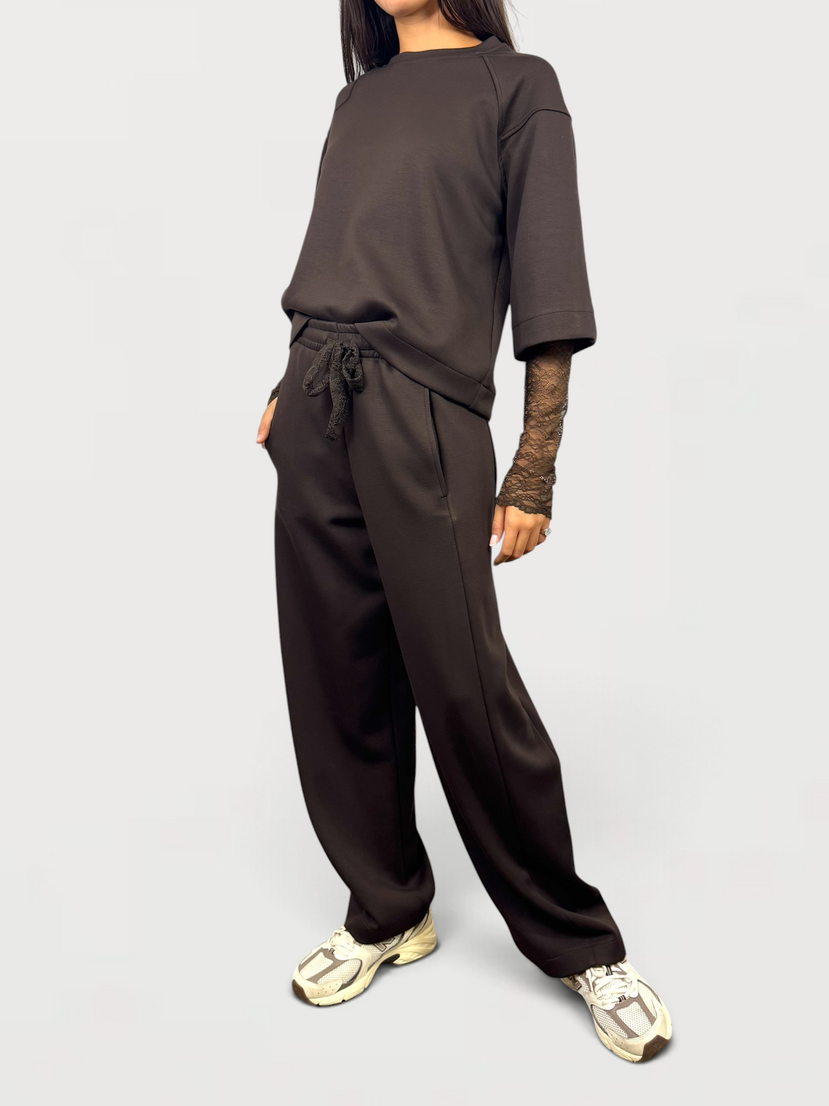 SUSY MIX COMPLETO FELPA MANICA PIZZO E PANTALONE