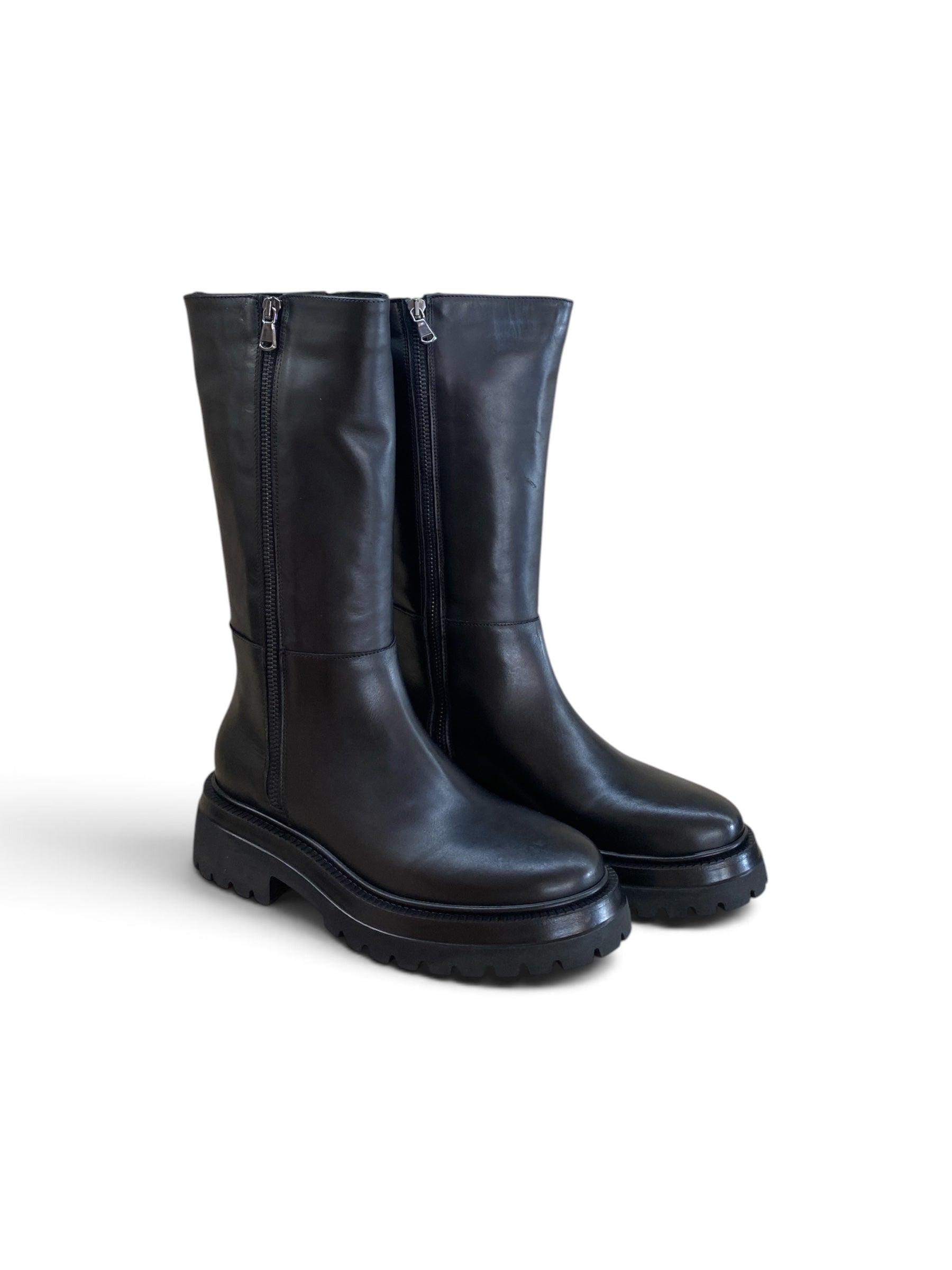 ANIMA STIVALI PELLE CON ZIP NERO