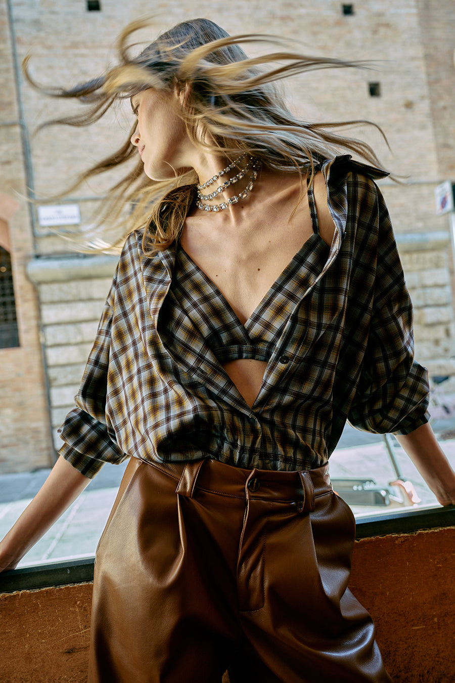 KIKISIX CAMICIA A QUADRI CON BRALETTE