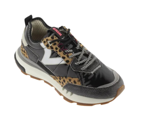 VICTORIA Sneakers donna con inserti in cavallino e tessuto nero