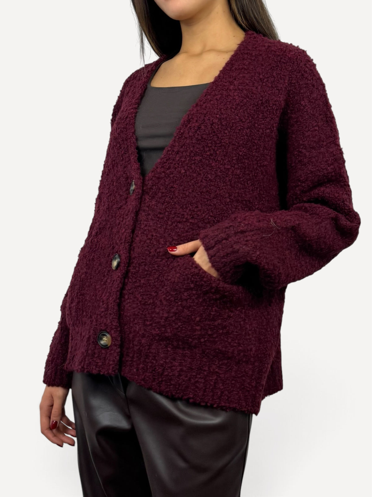 SUSY MIX CARDIGAN BOUCLÈ VINO