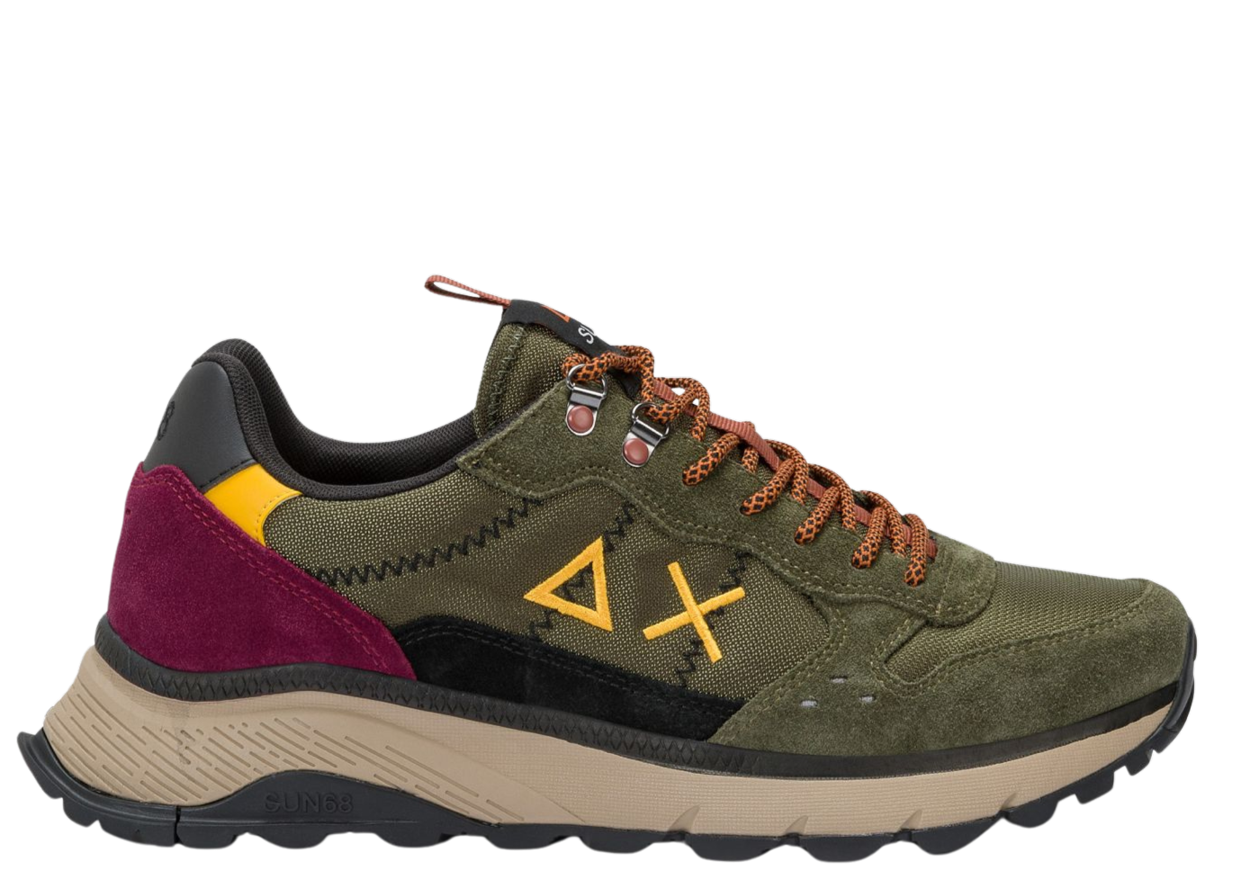 SUN68 Sneakers uomo in suede e tela militare