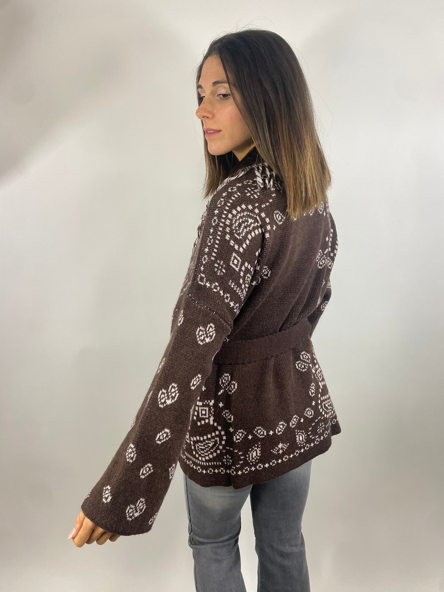 KIKISIX GIACCA KIMONO MARRONE CIPRIA
