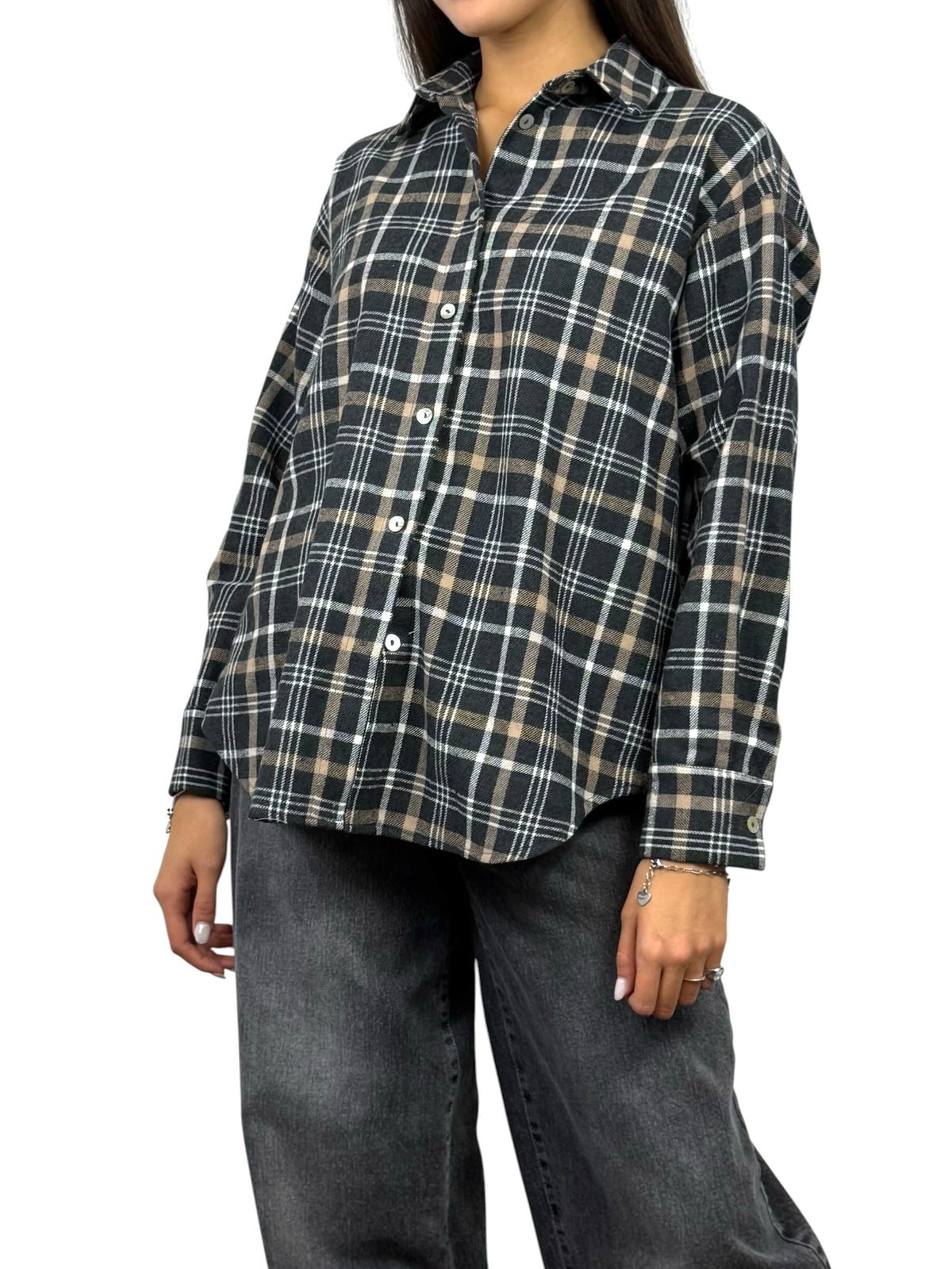 SUSY MIX CAMICIA IN CHECK GRIGIA