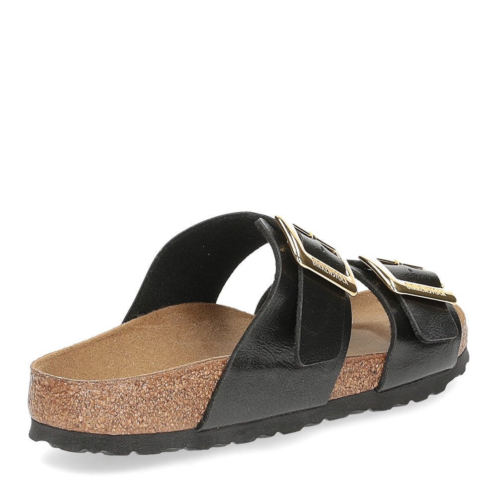 Birkenstock ciabatta donna due fasce birko flor liquirizia con fibbie cushion buckle