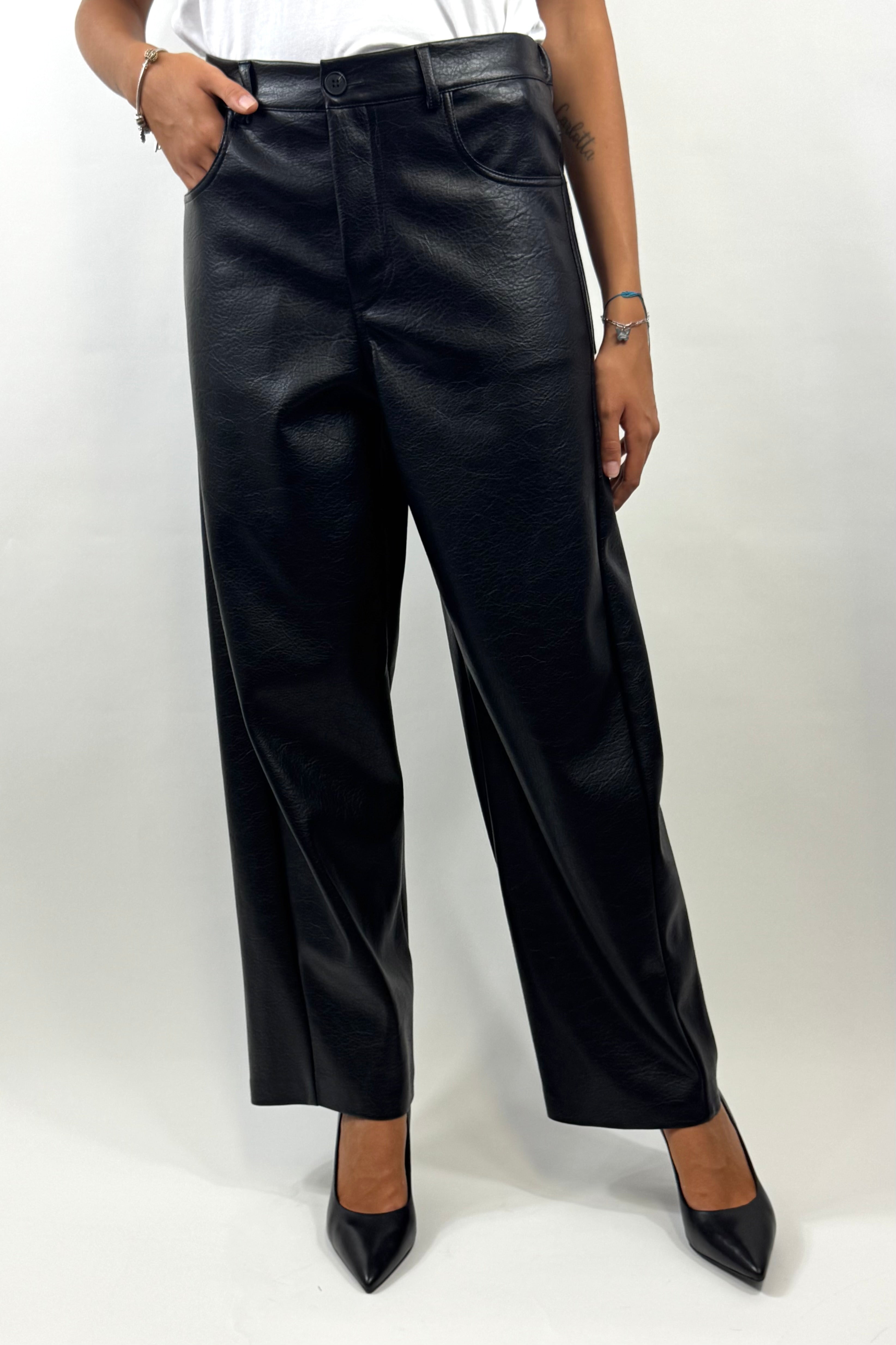 SUSY MIX PANTALONI ECOPELLE NERO