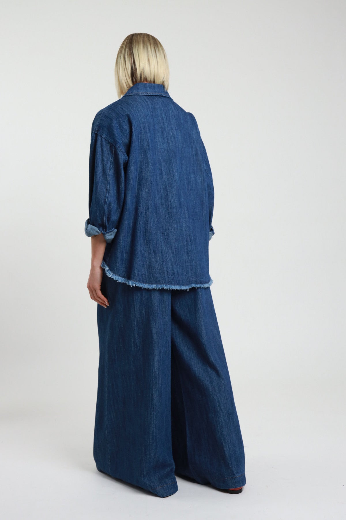 SUSY MIX PANTALONE PALAZZO DENIM SCURO