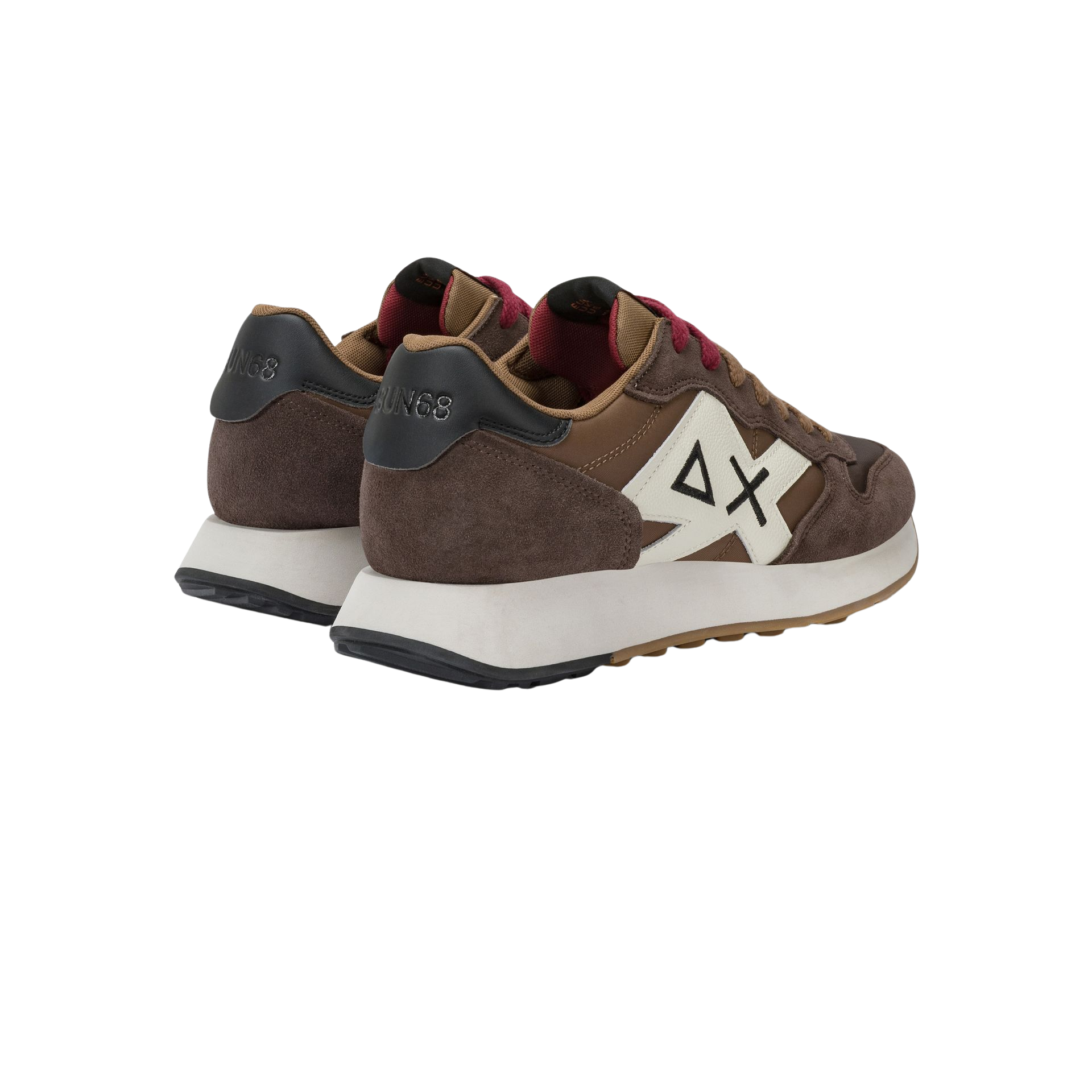 SUN68 Sneaker uomo nylon suede con logo grande marrone