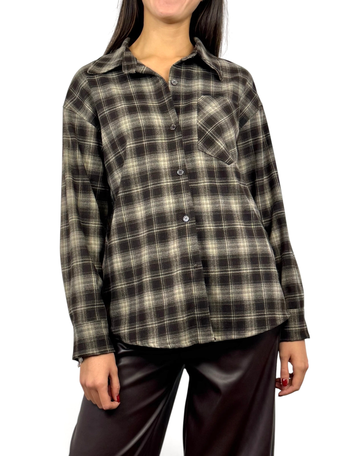 CECILE CAMICIA IN CHECK MARRONE