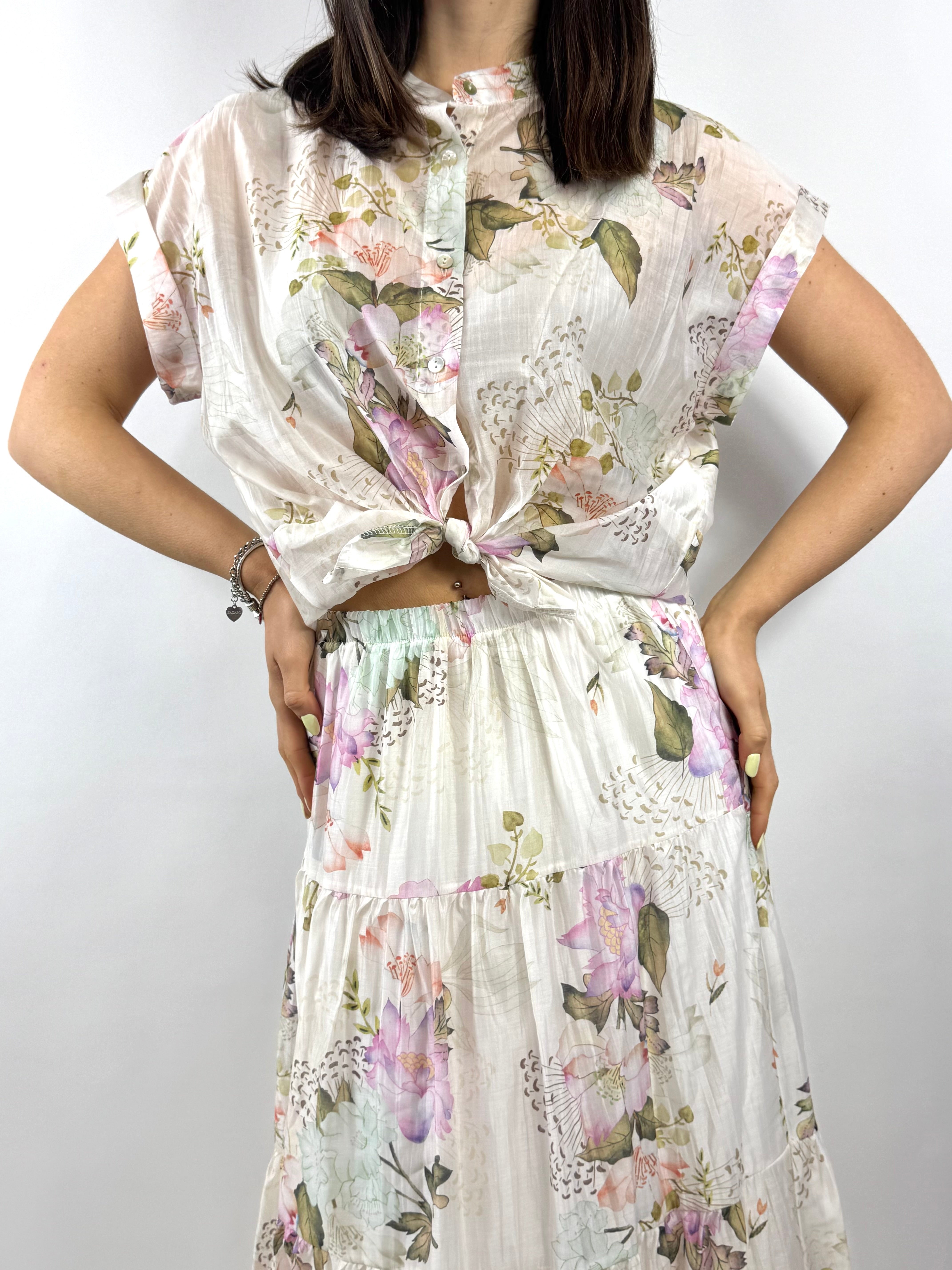 SUSY MIX CAMICIA FLOREALE LATTE
