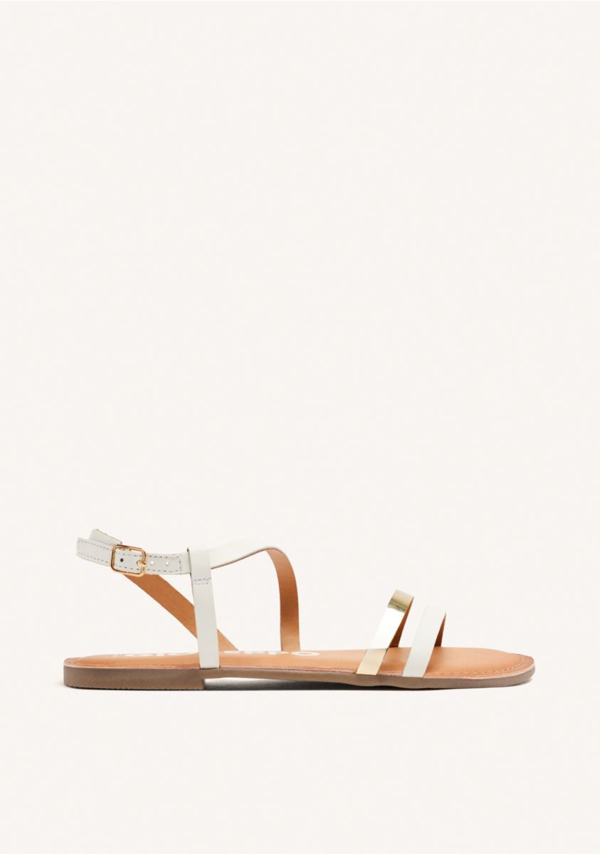 Gioseppo sandalo donna in pelle bianco e metal oro