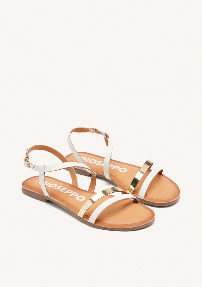 Gioseppo sandalo donna in pelle bianco e metal oro