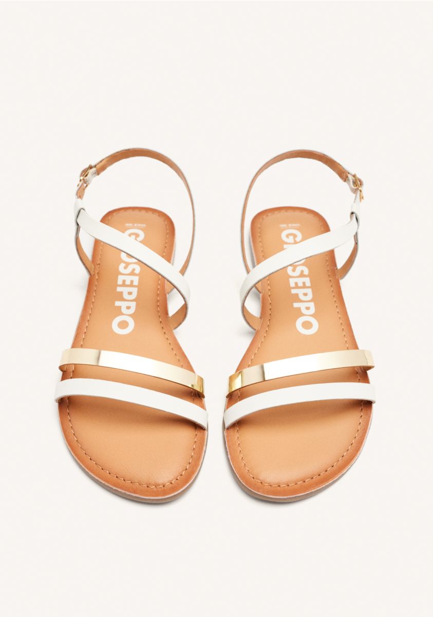 Gioseppo sandalo donna in pelle bianco e metal oro