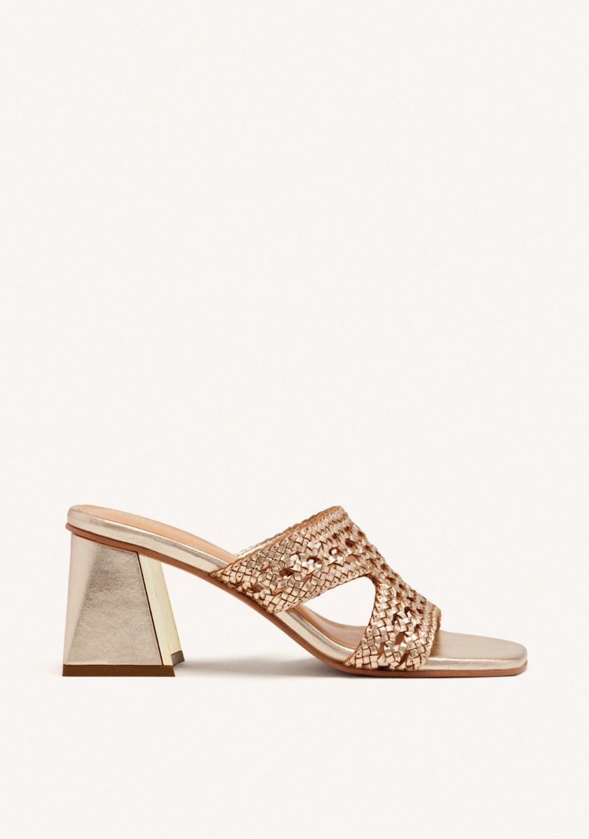 Gioseppo mules donna in pelle intrecciata color platino con tacco 7cm