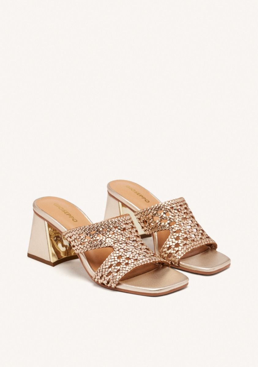 Gioseppo mules donna in pelle intrecciata color platino con tacco 7cm