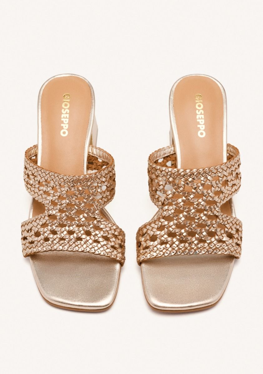 Gioseppo mules donna in pelle intrecciata color platino con tacco 7cm