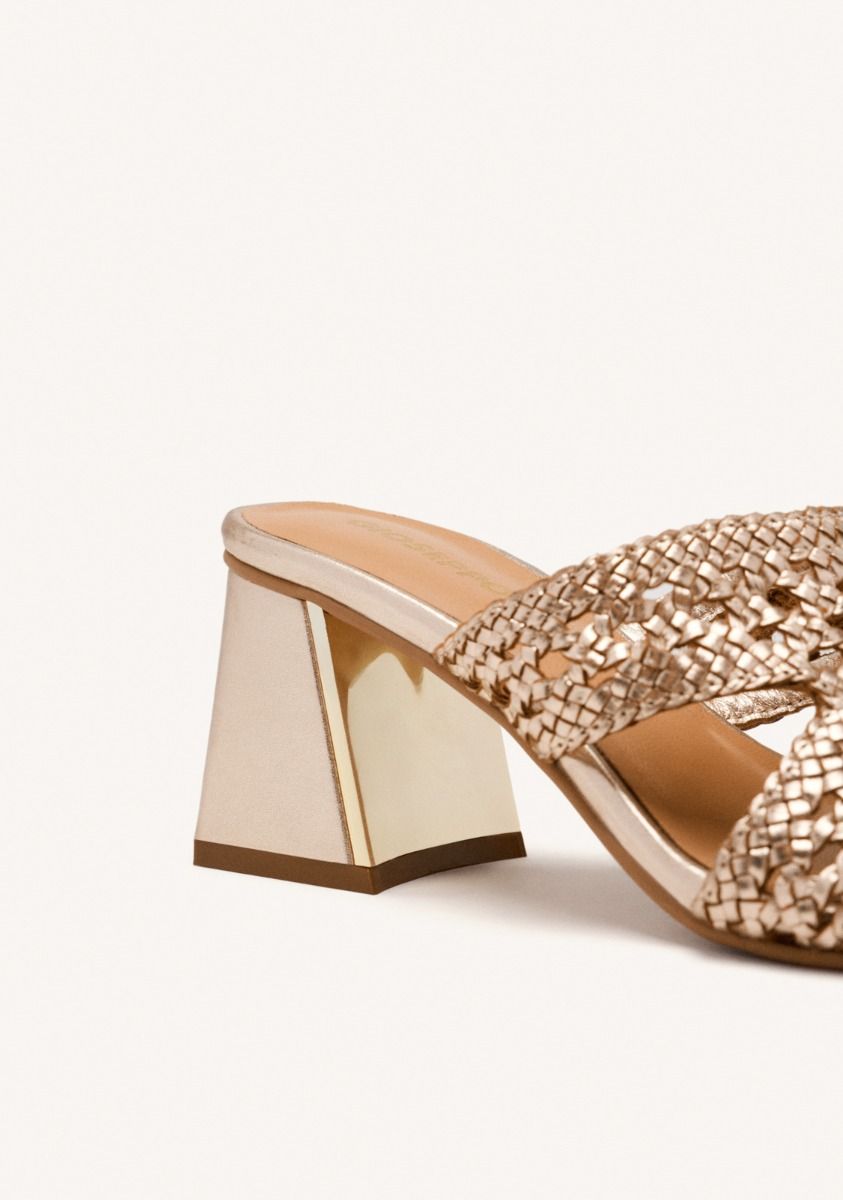 Gioseppo mules donna in pelle intrecciata color platino con tacco 7cm