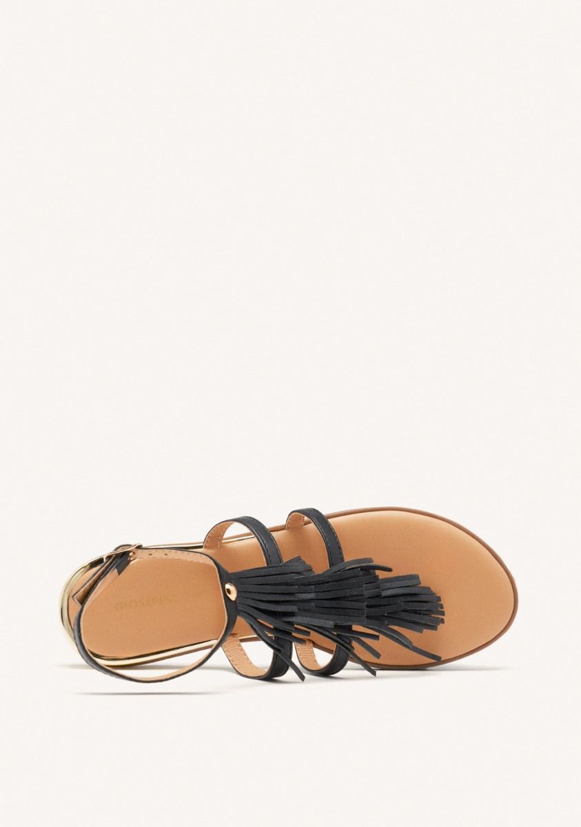 Gioseppo sandalo donna con frange in pelle nero