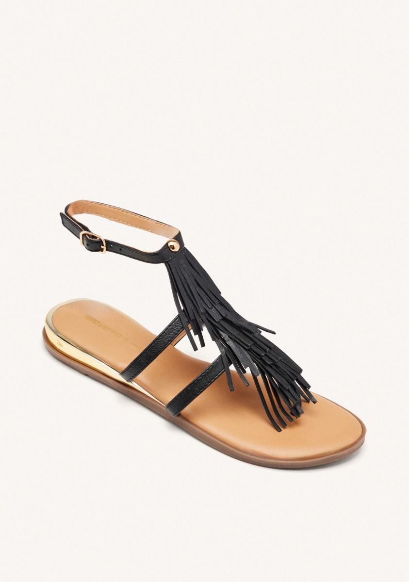 Gioseppo sandalo donna con frange in pelle nero