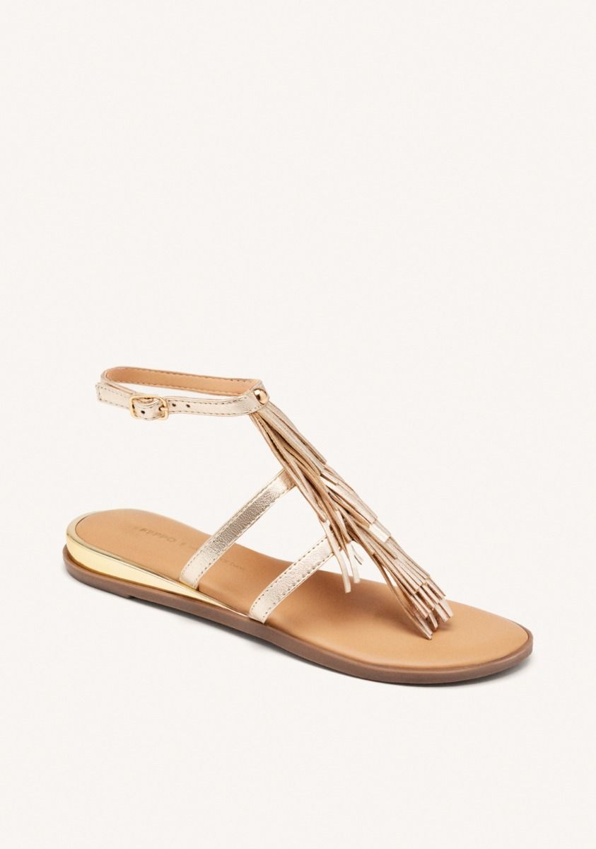 Gioseppo sandalo donna con frange in pelle laminata platino