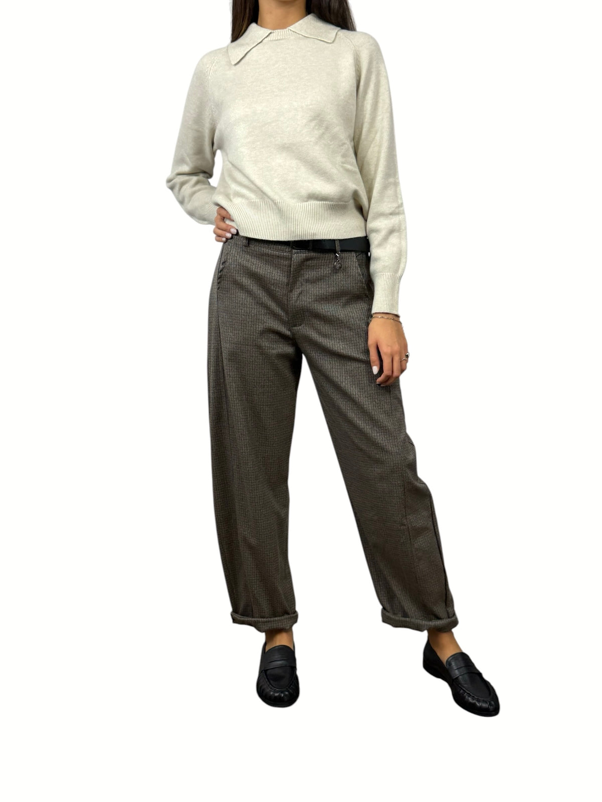 SUSY MIX PANTALONE TWEED MORO