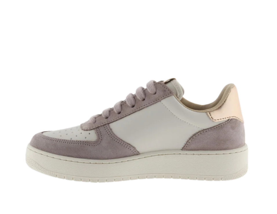 VICTORIA Sneaker donna in pelle e suede e dettagli laminati rosa