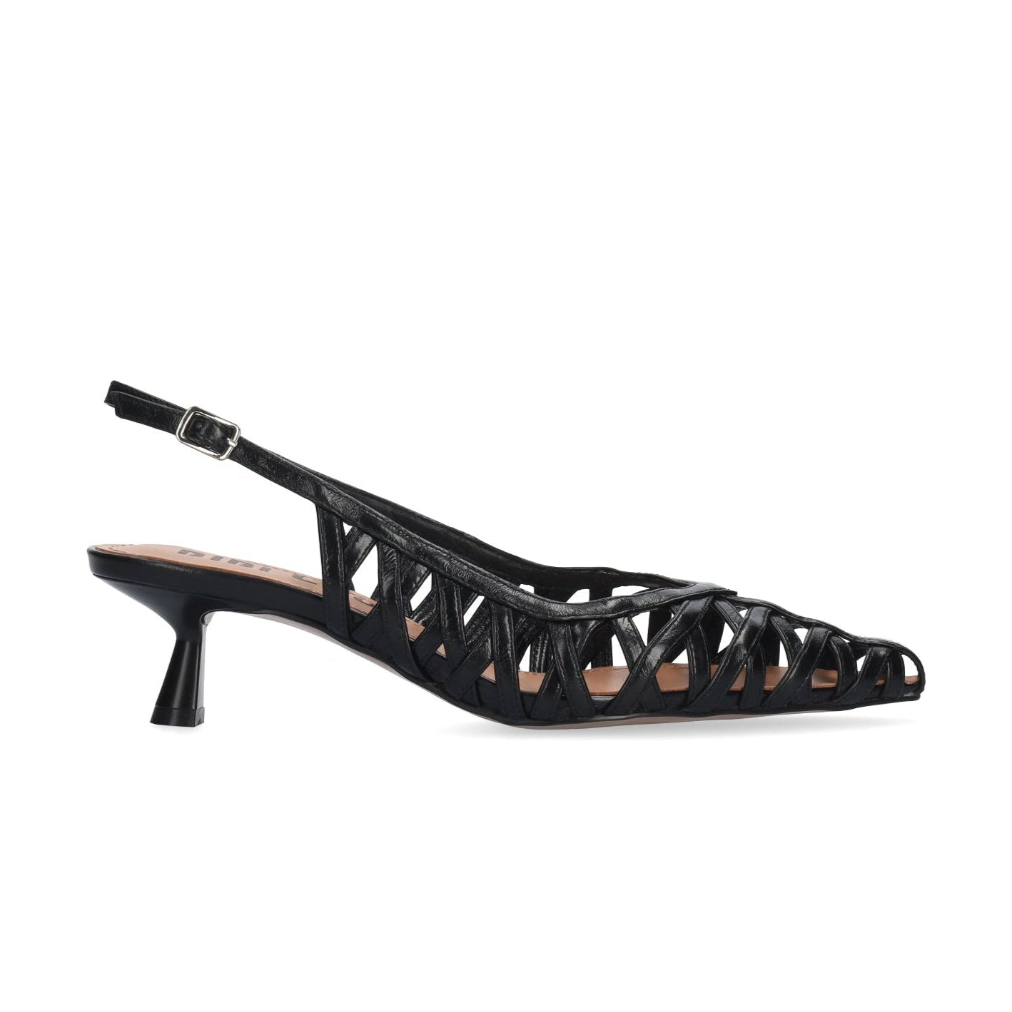 Bibi Lou slingback donna in pelle nera con design a gabbia