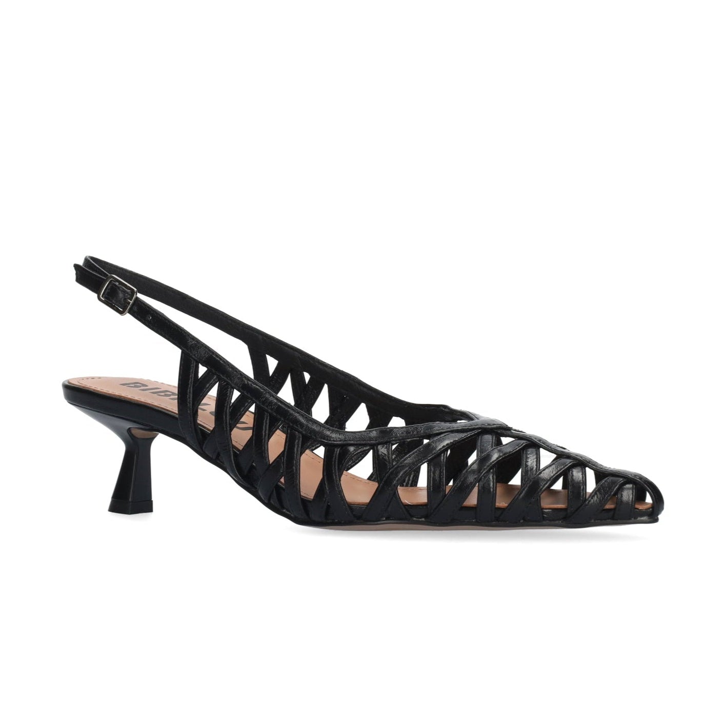 Bibi Lou slingback donna in pelle nera con design a gabbia