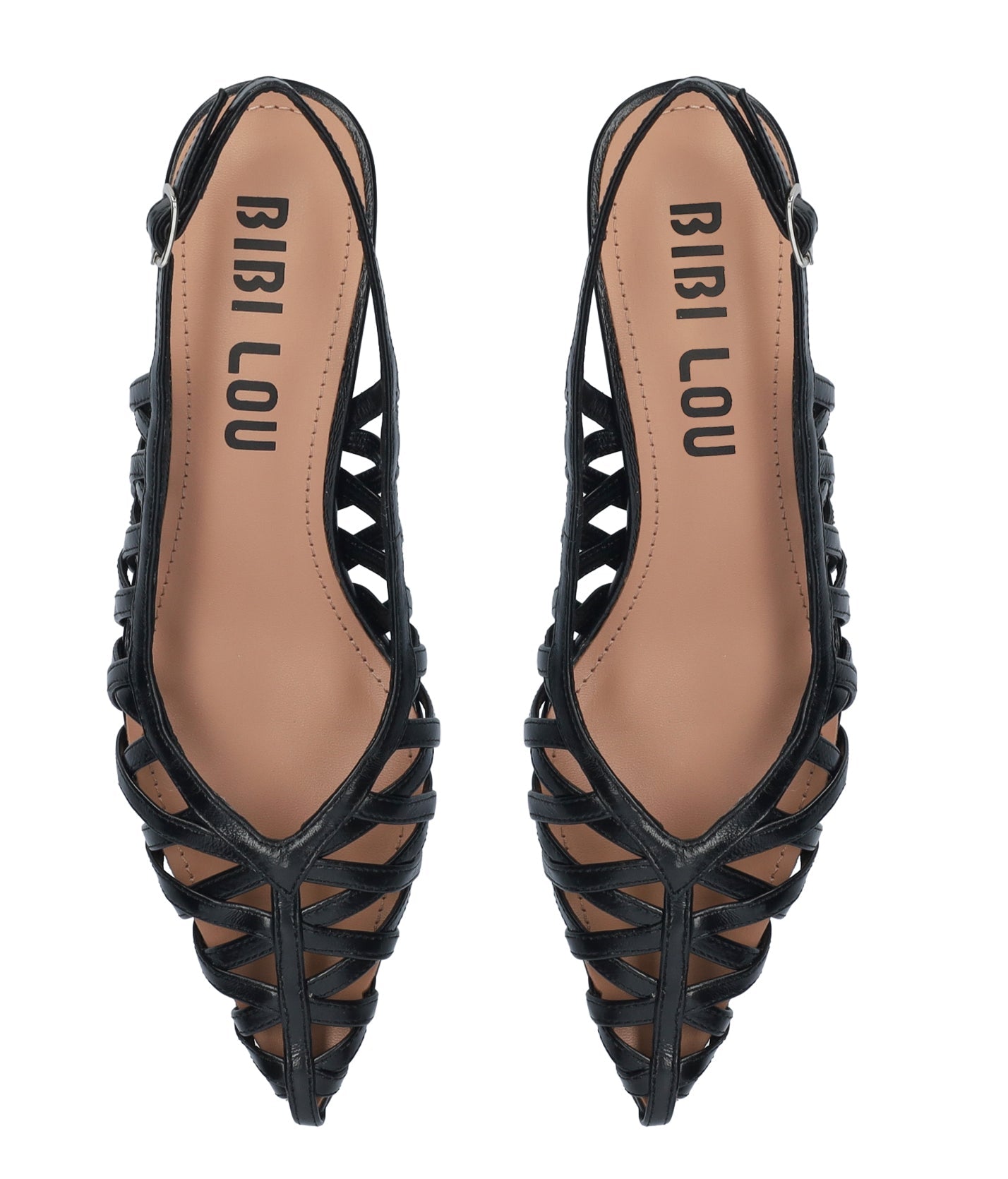 Bibi Lou slingback donna in pelle nera con design a gabbia