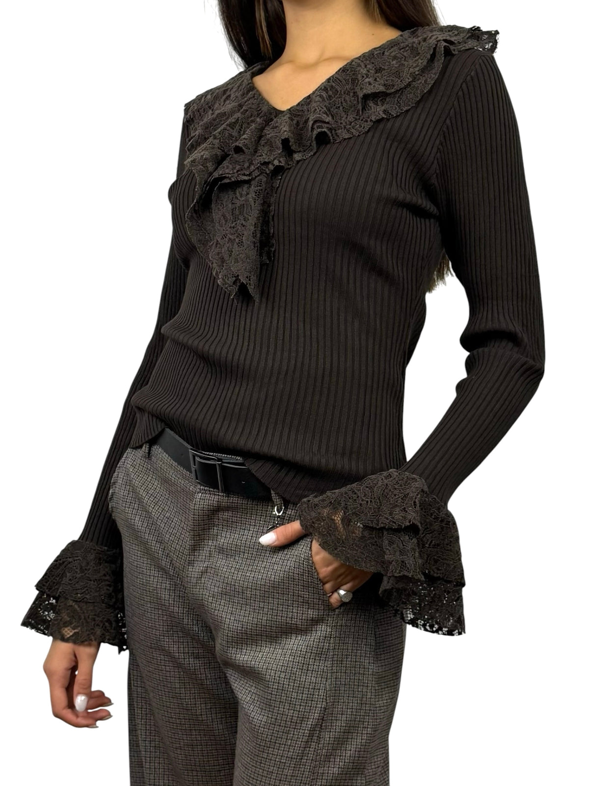 SUSY MIX MAGLIA COSTINE PIZZO MORO