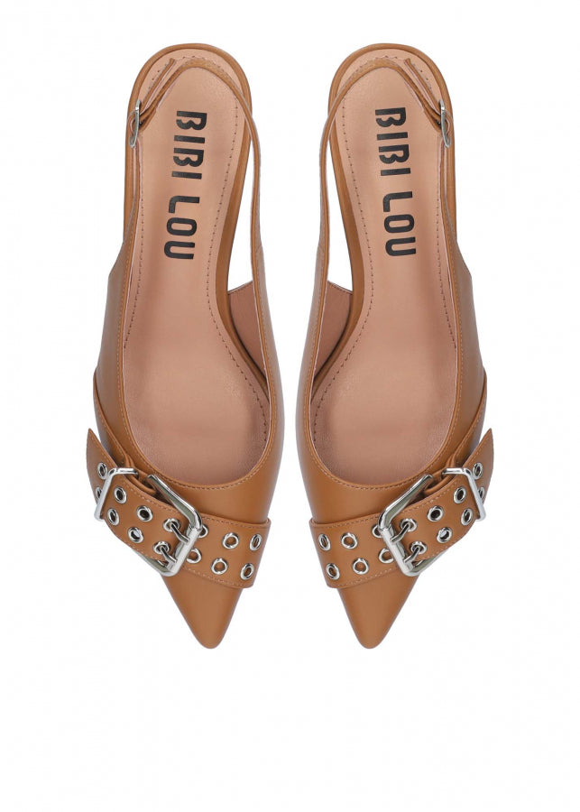Bibi Lou slingback donna in pelle cuoio con fibbia
