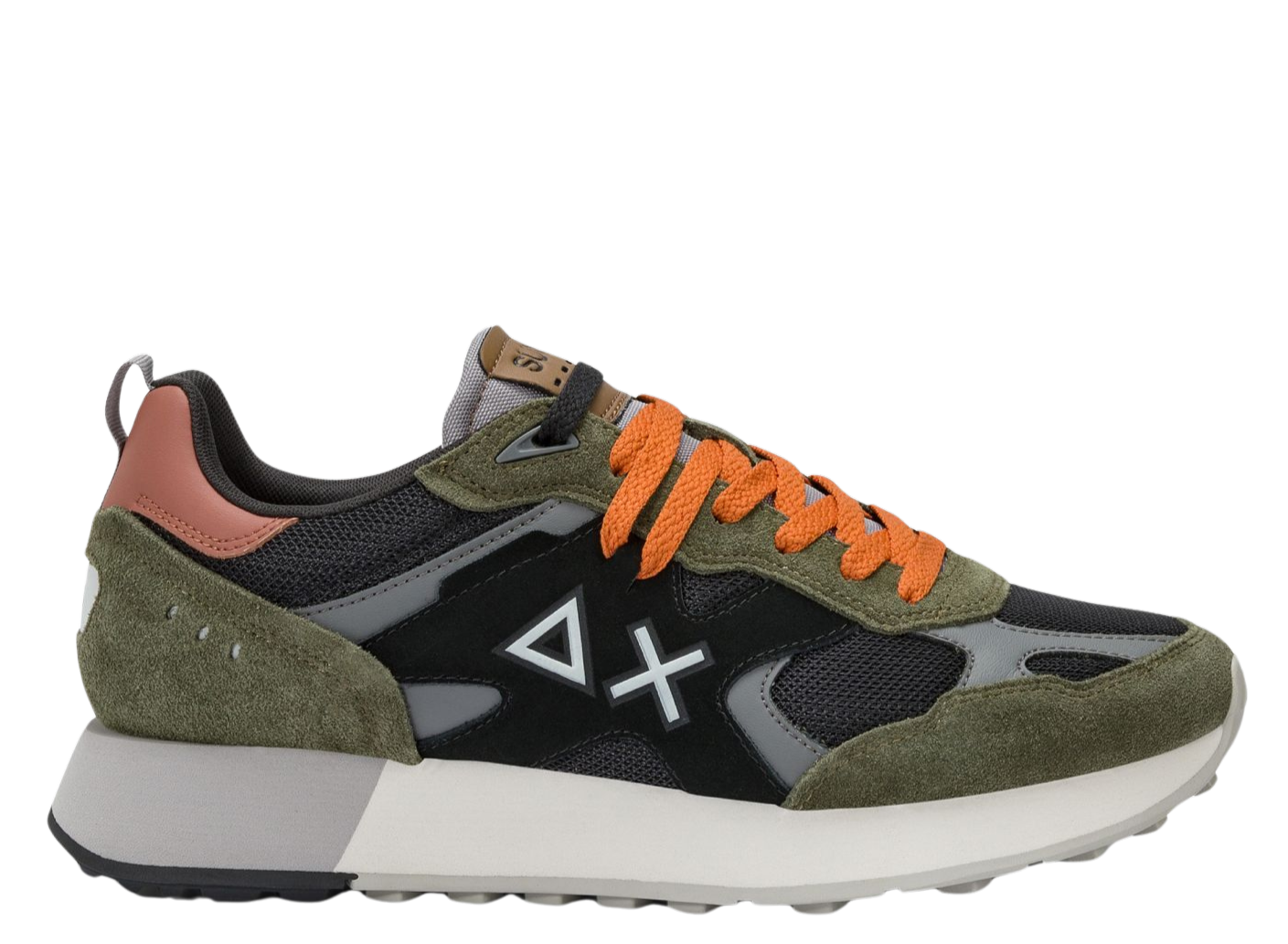 SUN68 Sneakers uomo in suede mesh militare nero