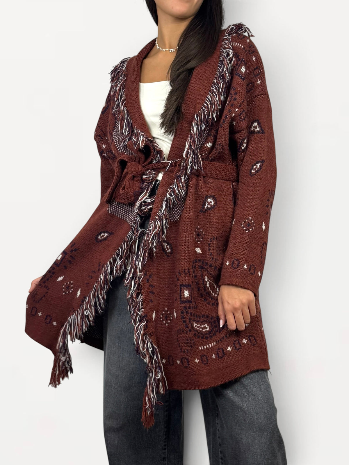 CECILE CARDIGAN CON CINTURA ALANUI CAMEL