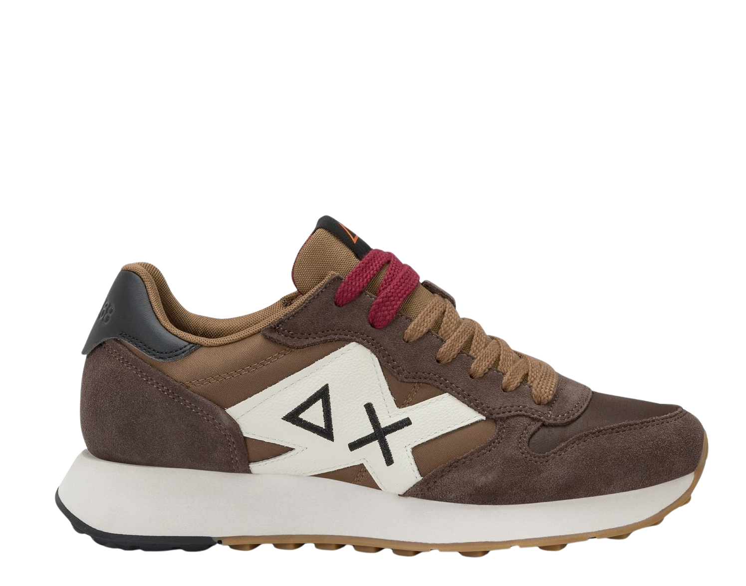 SUN68 Sneaker uomo nylon suede con logo grande marrone