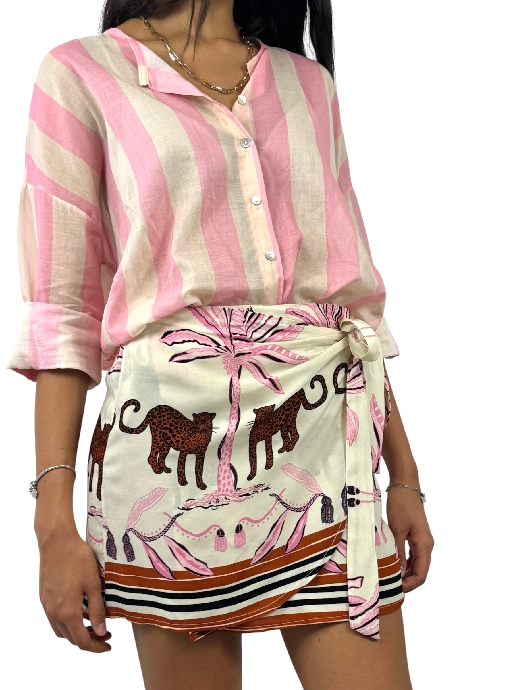 KIKISIX CAMICIA RIGHE BURRO