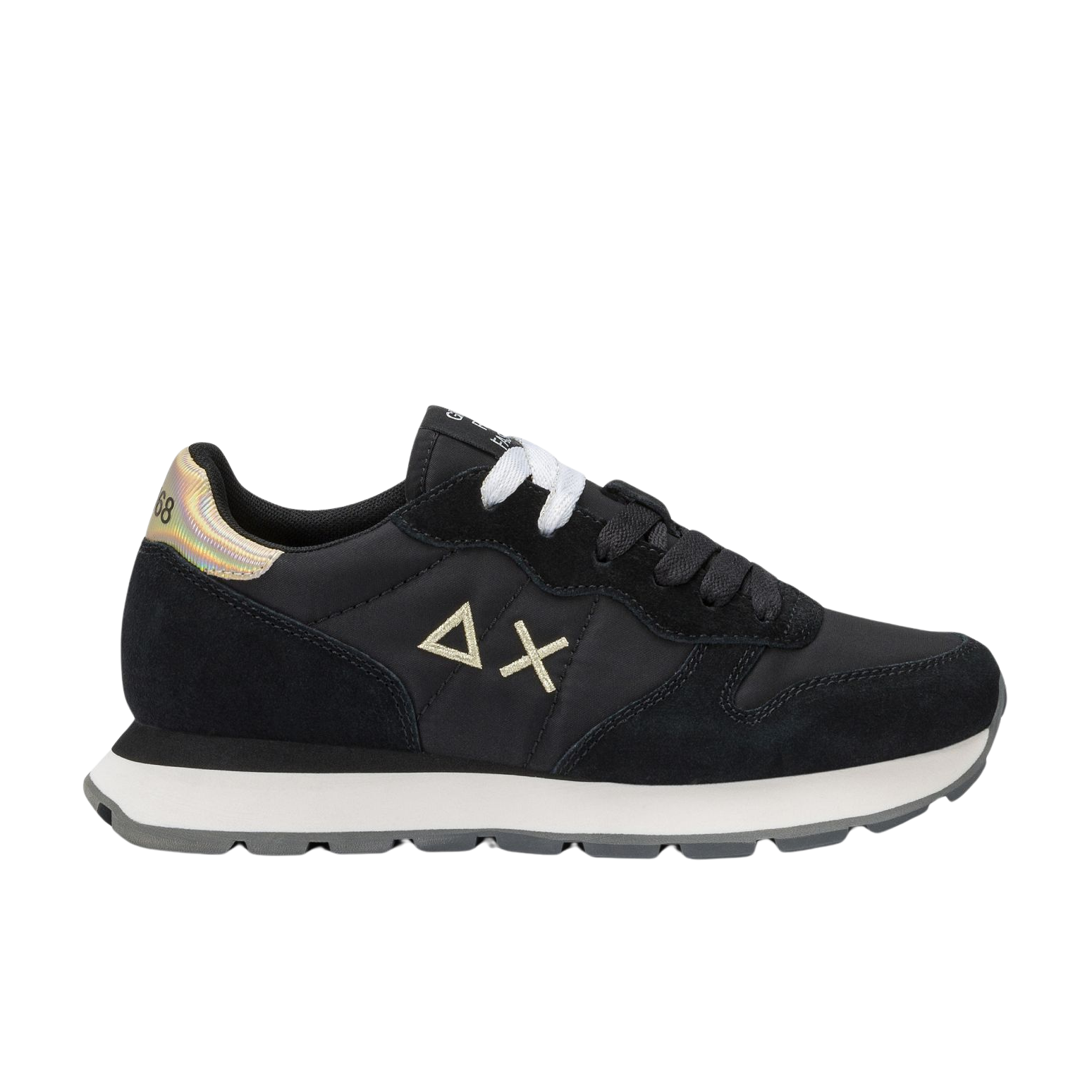 SUN68 Sneaker Ally Gold Silver in nylon e suede nero