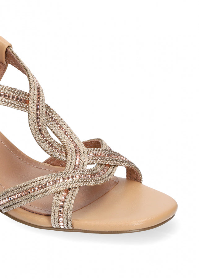 Bibi Lou sandalo donna in corda nude e strass