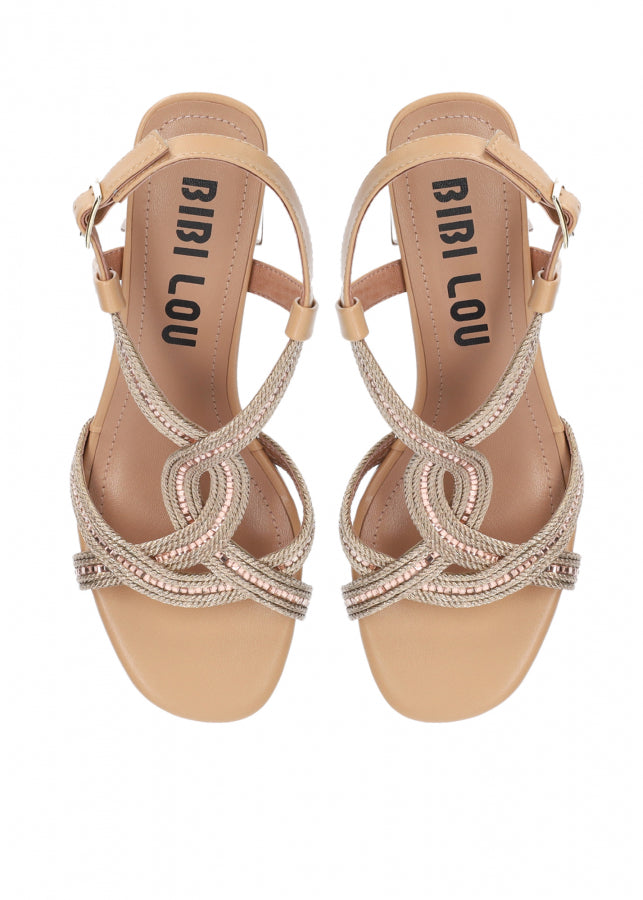 Bibi Lou sandalo donna in corda nude e strass
