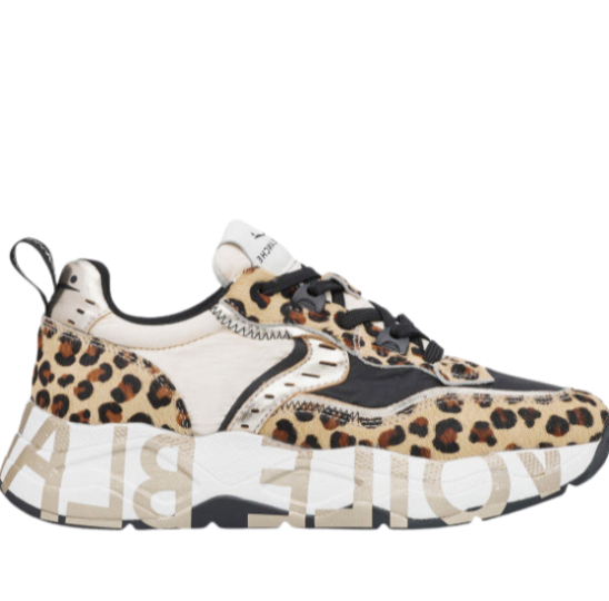 VOILE BLANCHE Sneaker donna dettagli platino e leopardo
