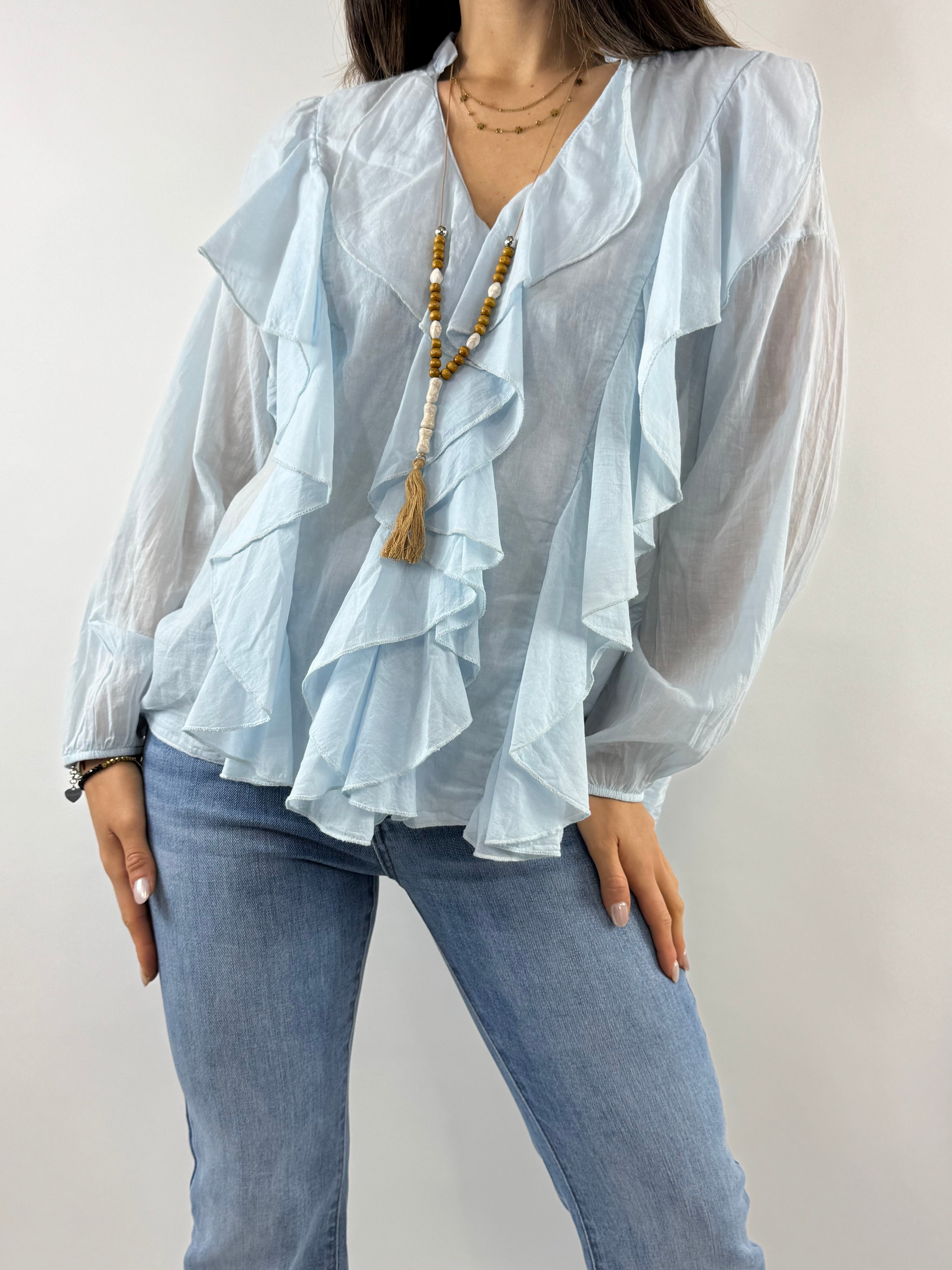 SUSY MIX CAMICIA CON COLLANA CELESTE
