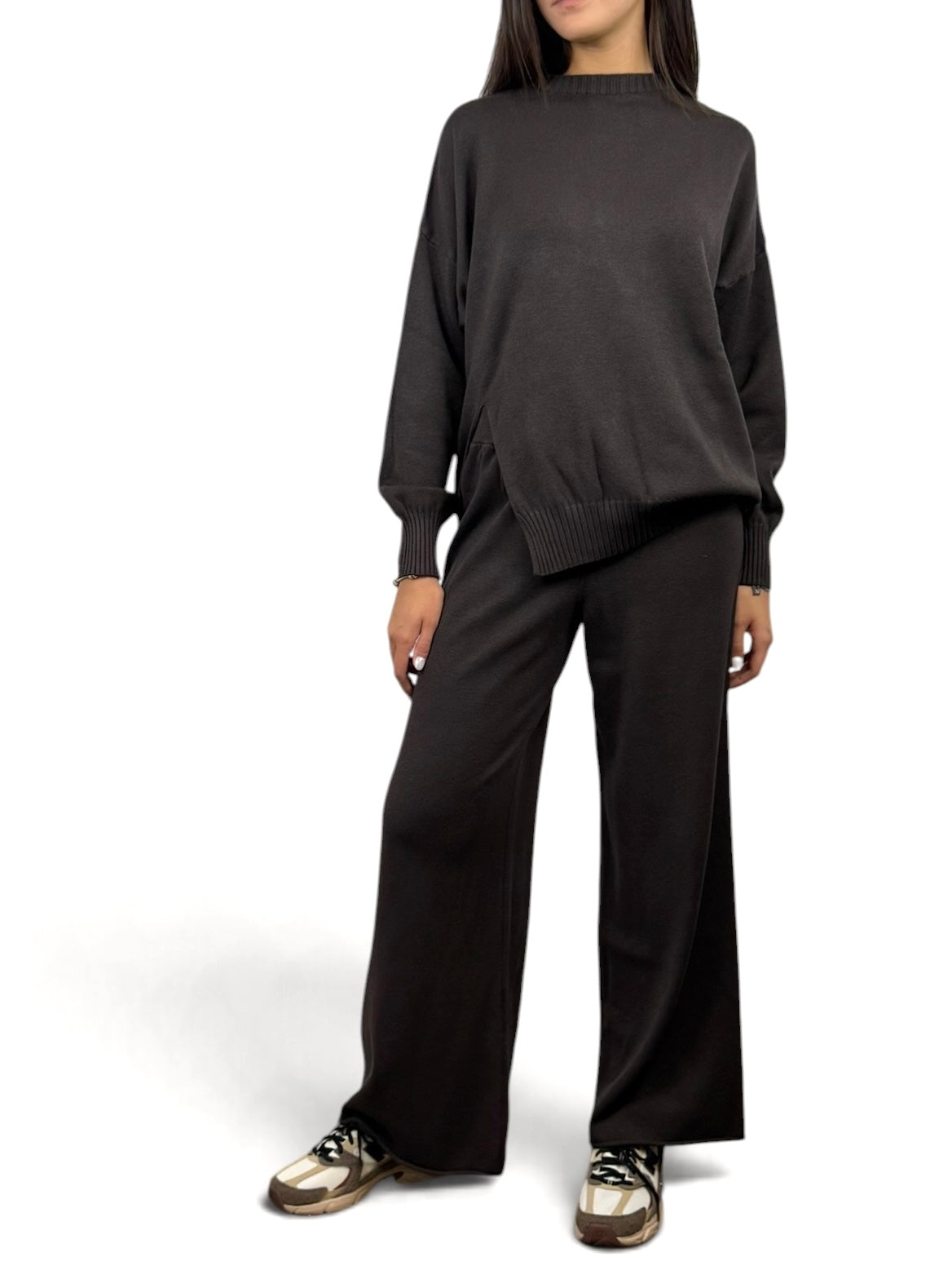 SUSY MIX PANTALONE IN MAGLIA MORO