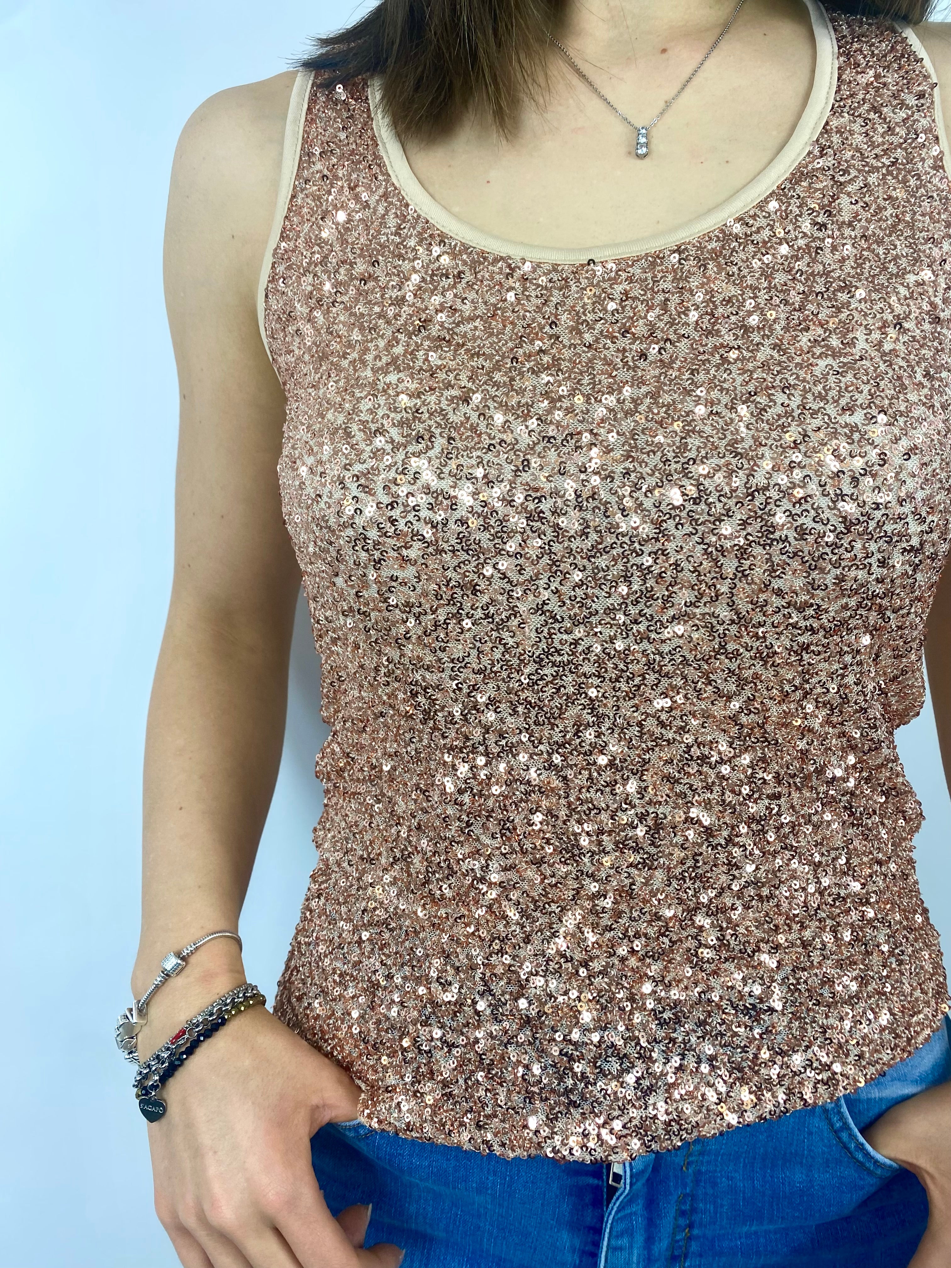 SUSY MIX TOP CON PAILLETTES ROSA