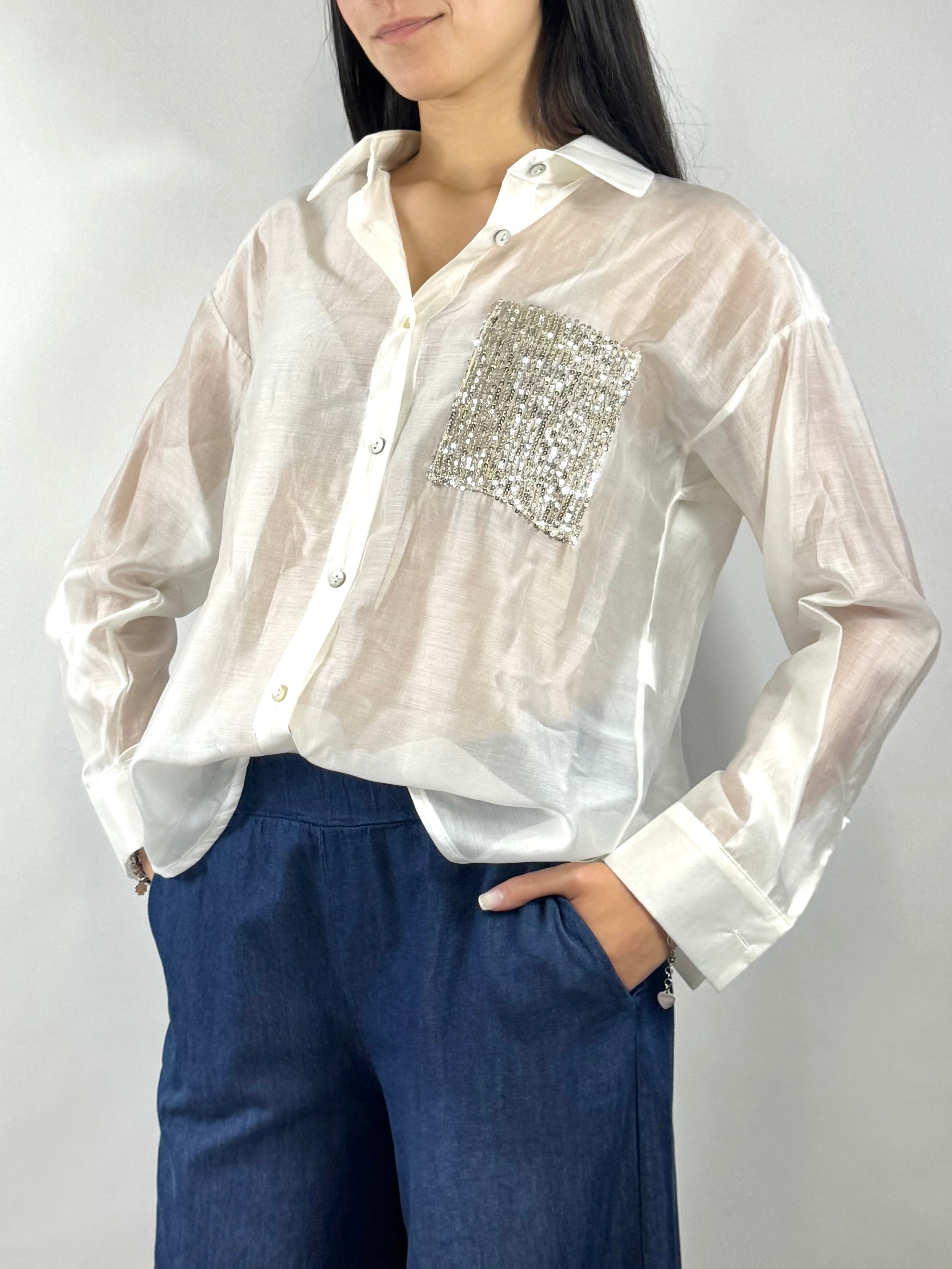 SUSY MIX CAMICIA LATTE PAILLETTES