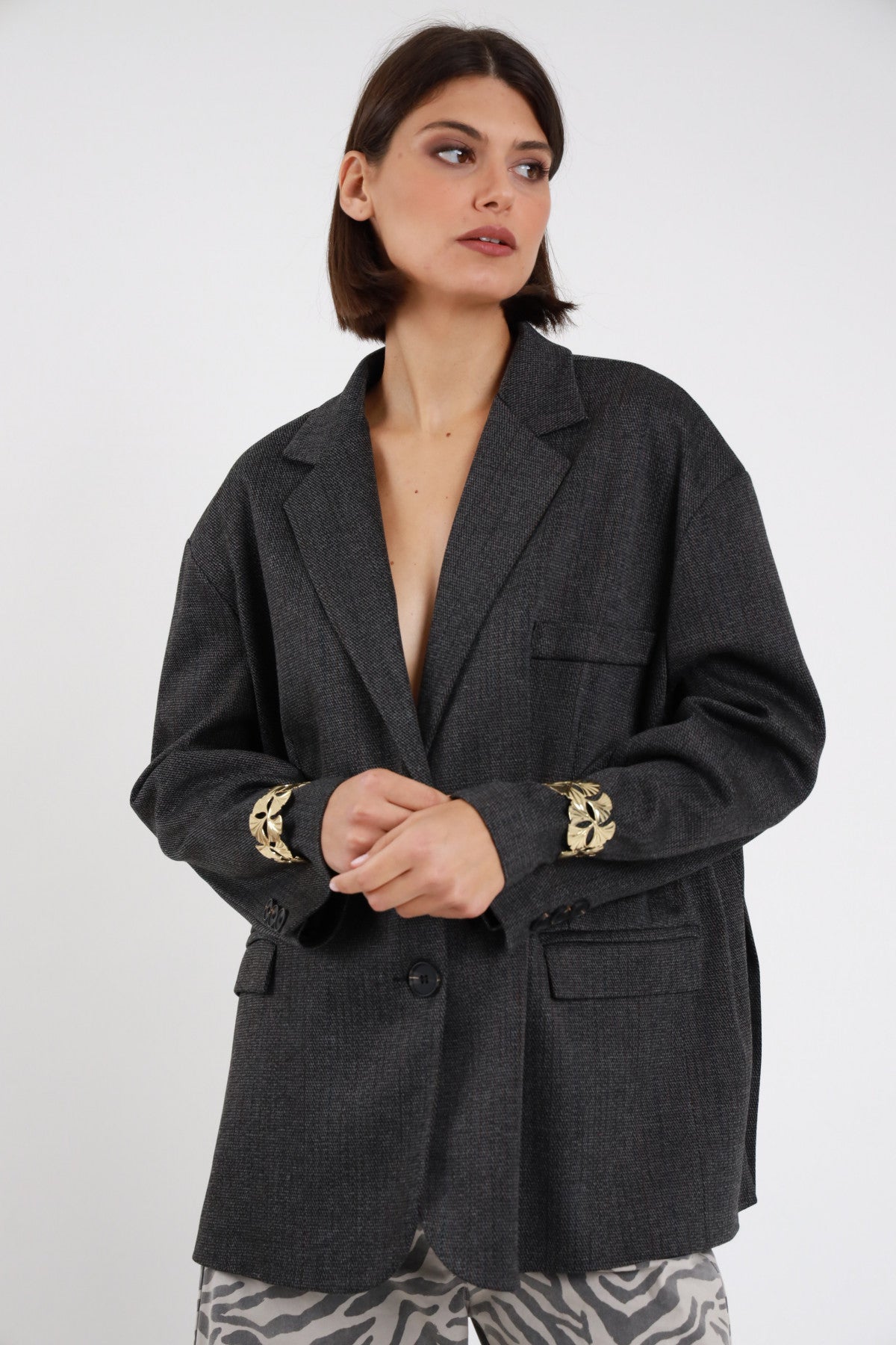 SUSY MIX BLAZER NERO CON ACCESSORIO