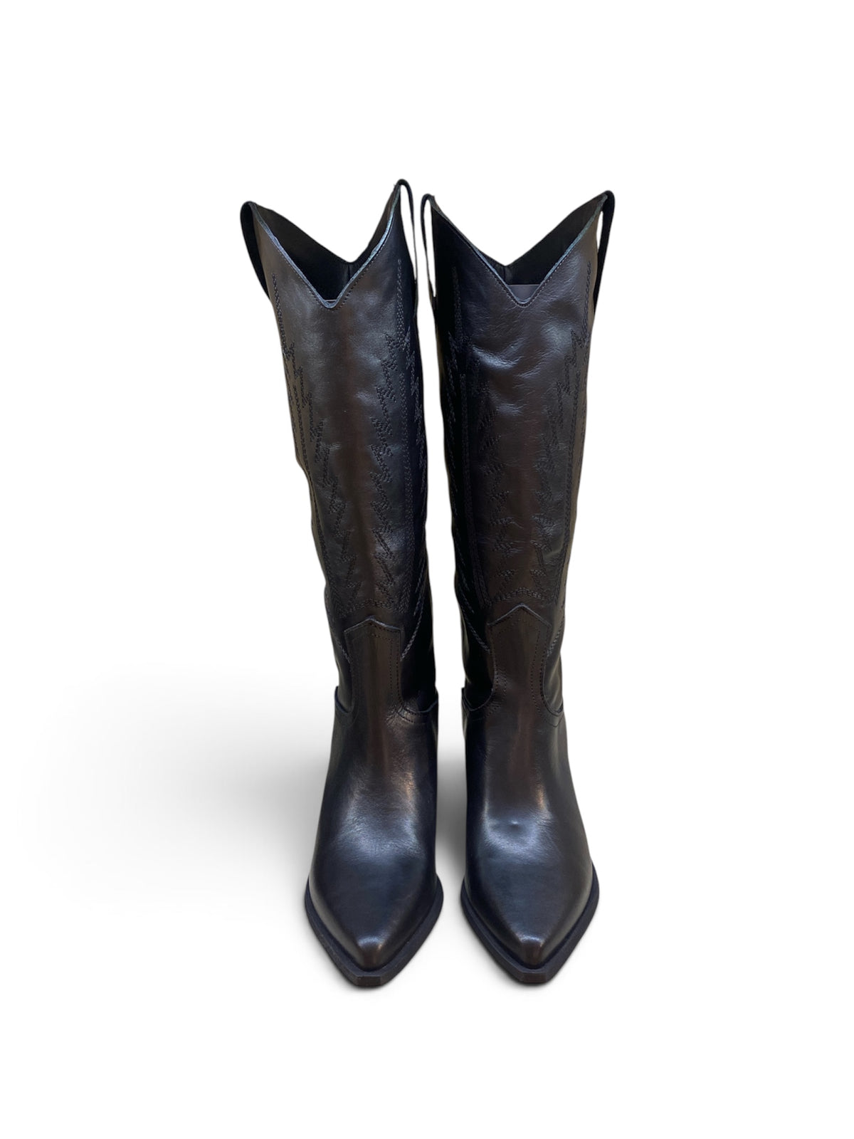 DIVINE FOLLIE STIVALE TEXANO ALTO IN PELLE NERO