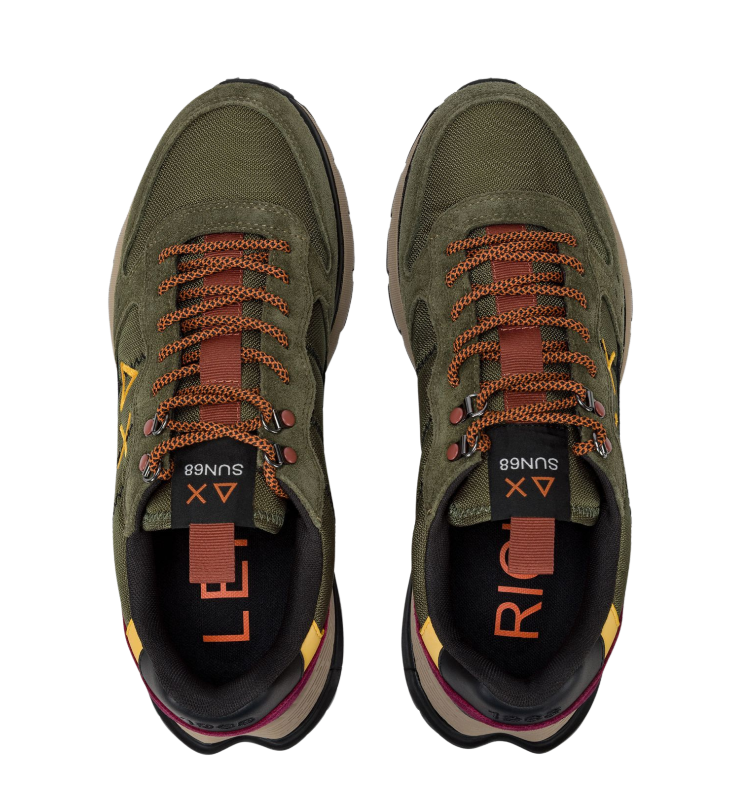 SUN68 Sneakers uomo in suede e tela militare