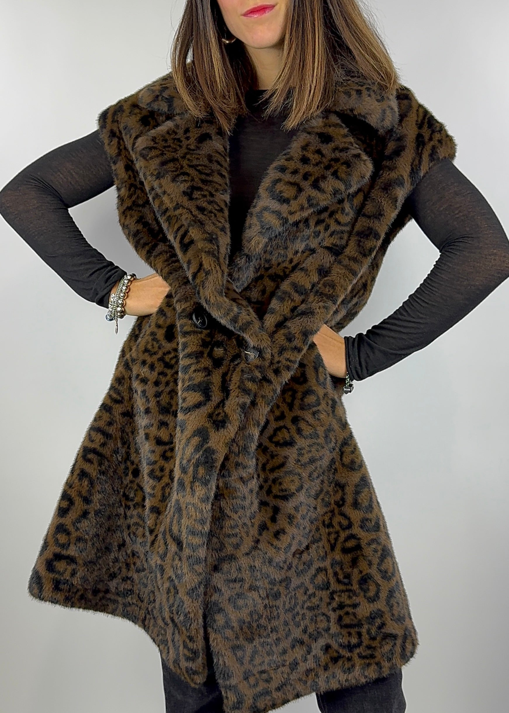 CECILE GILET PELLICCIA ANIMALIER