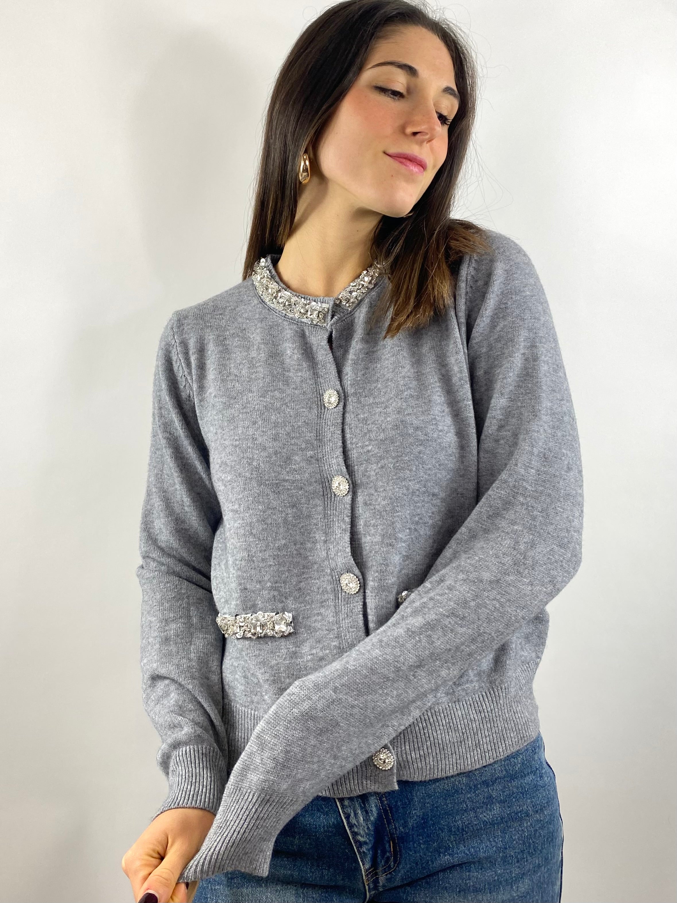CECILE CARDIGAN GIOIELLO GRIGIO
